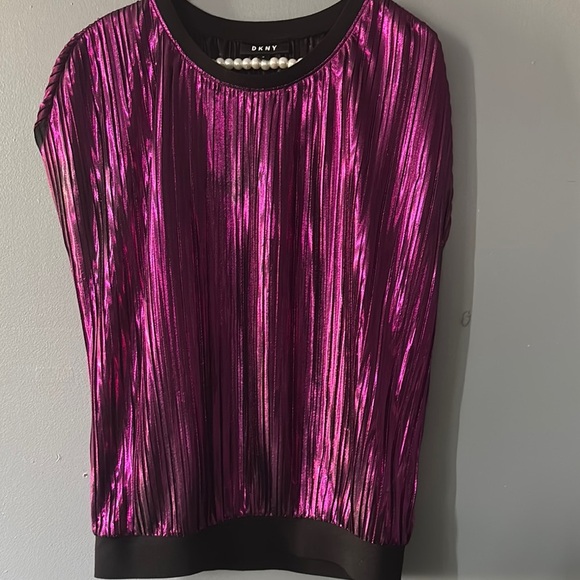 DKNY Women's Metallic Pink Blouse - Picture 1 of 2